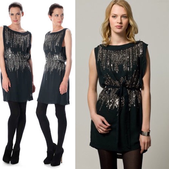 French Connection Silver Simmons Sequin Dress - Picture 3 of 8